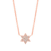 0.06ct 14k Rose Gold Diamond Star of David Necklace